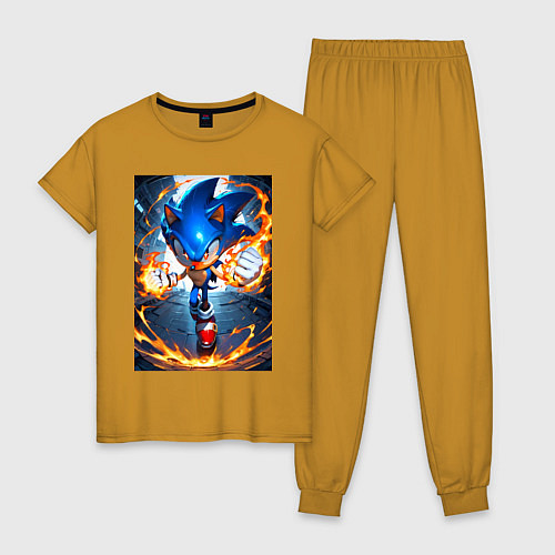 Женская пижама Соник огненные кулаки / Горчичный – фото 1
