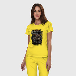 Пижама хлопковая женская Мотоцикл кастом 1988, цвет: желтый — фото 2