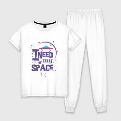 Пижама хлопковая женская I need my space, цвет: белый