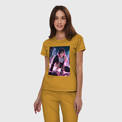 Пижама хлопковая женская Тифа Локхарт из Final Fantasy VII в стиле киберпан, цвет: горчичный — фото 2