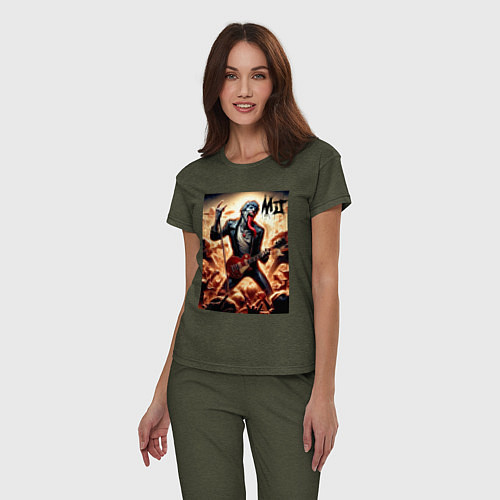 Женская пижама Mick Jagger - Rolling Stones / Меланж-хаки – фото 3