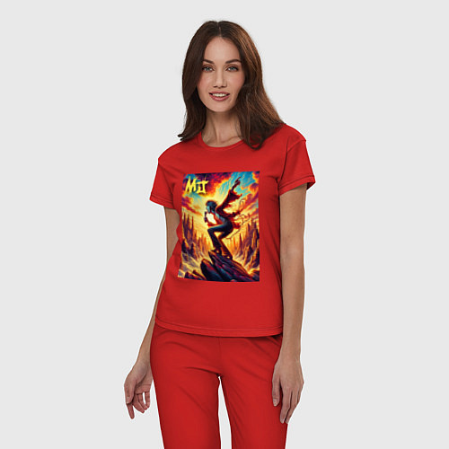 Женская пижама Mick Jagger -mountain fantasy / Красный – фото 3