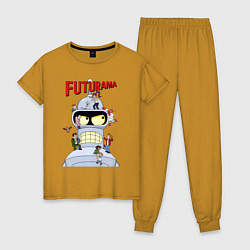 Пижама хлопковая женская Futurama all, цвет: горчичный