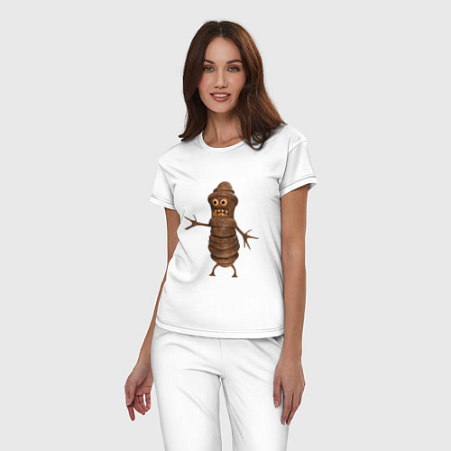 Женская пижама Сartoon worm character brown / Белый – фото 3