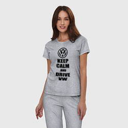 Пижама хлопковая женская Keep Calm & Drive VW, цвет: меланж — фото 2