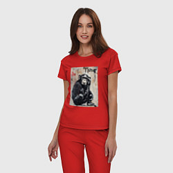 Пижама хлопковая женская Style monkey, цвет: красный — фото 2