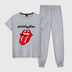 Пижама хлопковая женская Rolling Stones - logo, цвет: меланж