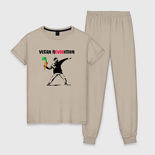 Женская пижама Love vegan / Миндальный – фото 1