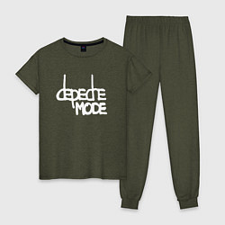 Пижама хлопковая женская Depeche Mode - exciter logo, цвет: меланж-хаки