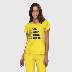 Пижама хлопковая женская Еда сон танец, цвет: желтый — фото 2