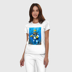 Пижама хлопковая женская Homer diving - ai art fantasy, цвет: белый — фото 2