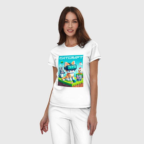 Женская пижама Catcraft - collaboration ai art / Белый – фото 3