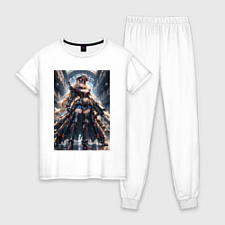 Пижама хлопковая женская Девушка в стиле игры Red Alert, цвет: белый