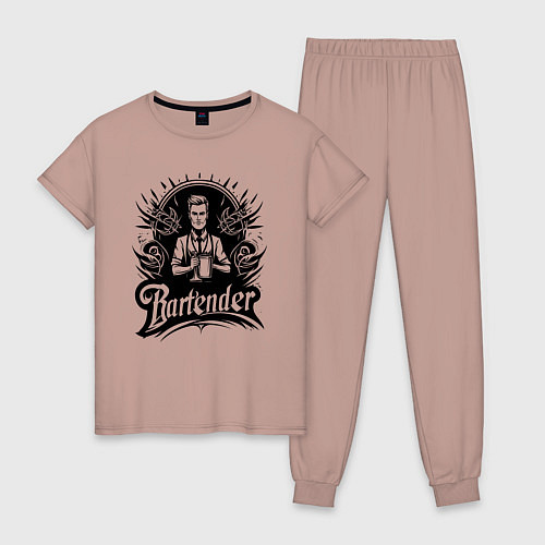 Женская пижама Бармен орнамент / Пыльно-розовый – фото 1