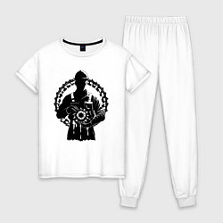 Пижама хлопковая женская Шестерня нефтяника, цвет: белый