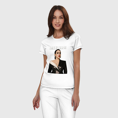 Женская пижама Билли Айлиш в черном костюме / Белый – фото 3