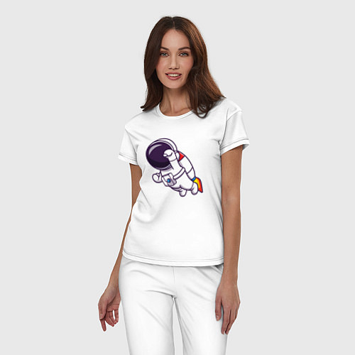 Женская пижама Супер космонавт в полёте / Белый – фото 3