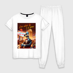Пижама хлопковая женская Бендер игрок в казино - Лас Вегас, цвет: белый