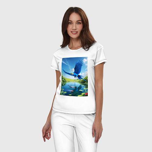 Женская пижама Попугай ловит рыбу / Белый – фото 3