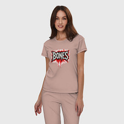 Пижама хлопковая женская Логотип Bones, цвет: пыльно-розовый — фото 2