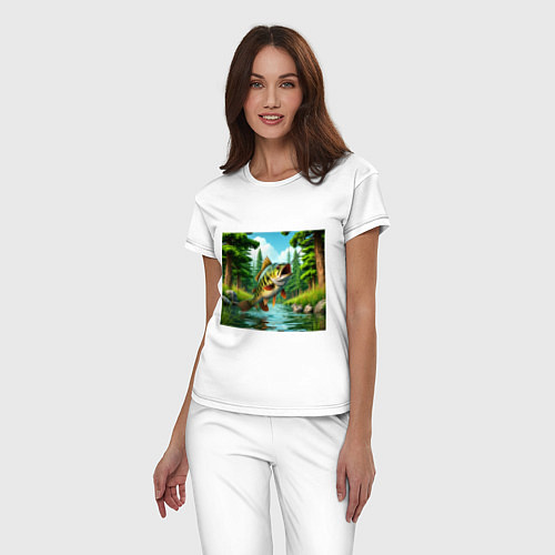 Женская пижама Крупный улов - рыбалка / Белый – фото 3