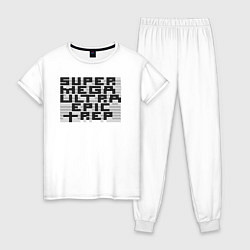 Пижама хлопковая женская Пиксельный Super Mega Ultra Epic Rep - ASCII арт,, цвет: белый