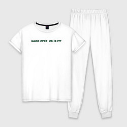 Пижама хлопковая женская Game Over: динозавр победил, цвет: белый