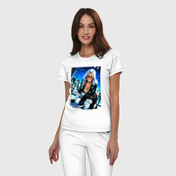 Пижама хлопковая женская Черная кошка на крыше, цвет: белый — фото 2