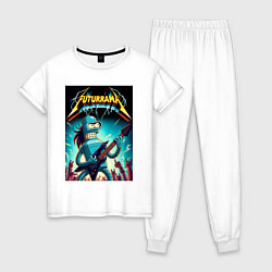 Пижама хлопковая женская Хард рок гитарист Бендер лидер группы Футурама, цвет: белый