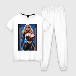 Пижама хлопковая женская Черная Канарейка на улице, цвет: белый