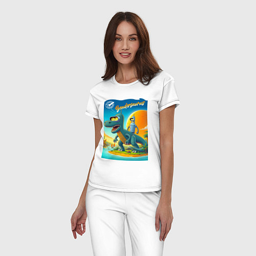 Женская пижама Бендерзавр - мем / Белый – фото 3