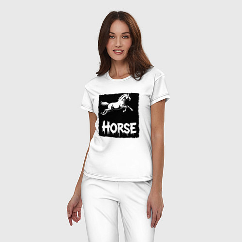 Женская пижама Лошадь в прыжке / Белый – фото 3