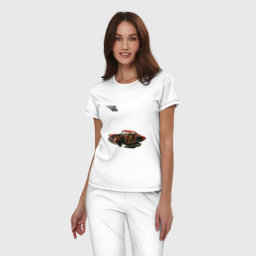 Женская пижама Летающая машина, ретрофутуризм / Белый – фото 3