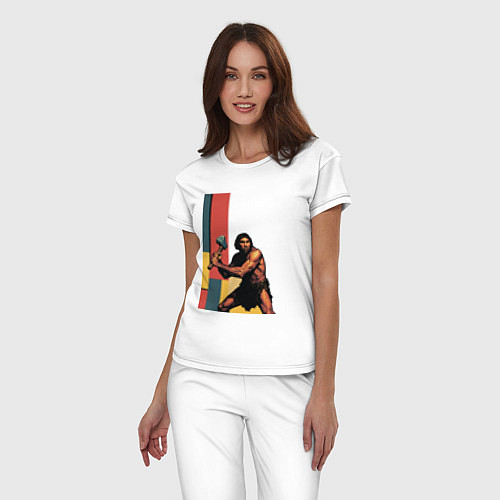 Женская пижама Поп-арт неандерталец / Белый – фото 3