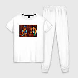 Пижама хлопковая женская День студента пиксель-арт мем, цвет: белый