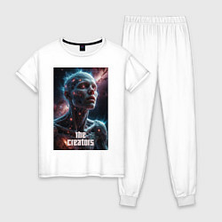 Пижама хлопковая женская The Creators - big space celestial, цвет: белый