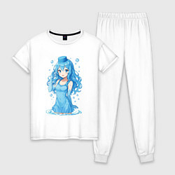 Пижама хлопковая женская Вода-тян, цвет: белый