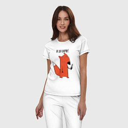 Пижама хлопковая женская Лиса с ножом - не зли лису, цвет: белый — фото 2