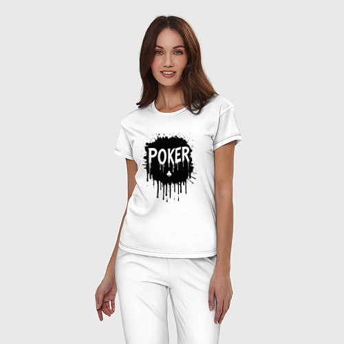 Женская пижама Покер с каплями краски / Белый – фото 3