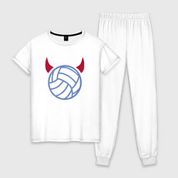 Пижама хлопковая женская Volleyball devil, цвет: белый