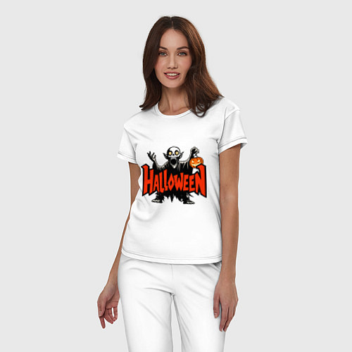 Женская пижама Вампир с надписью halloween / Белый – фото 3