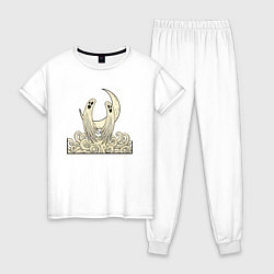 Пижама хлопковая женская Два духа под луной, цвет: белый