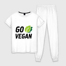 Пижама хлопковая женская Go vegan, цвет: белый