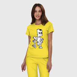 Пижама хлопковая женская Bart Simpsons Zombie, цвет: желтый — фото 2