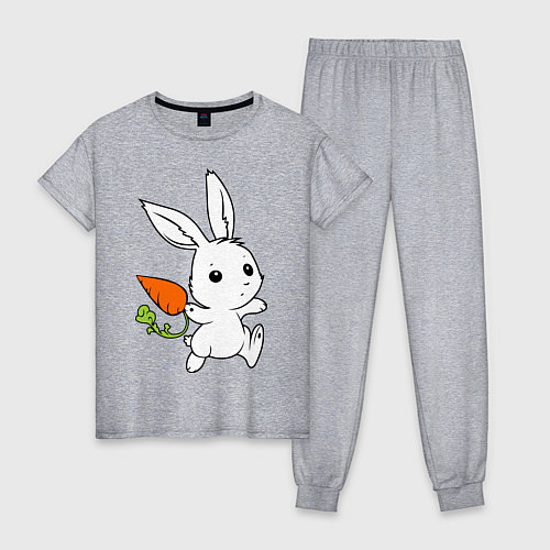 Женская пижама Зайка с морковкой / Меланж – фото 1