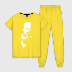 Пижама хлопковая женская Ленин: фигу вам, цвет: желтый
