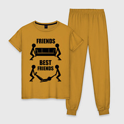 Пижама хлопковая женская Best friends, цвет: горчичный