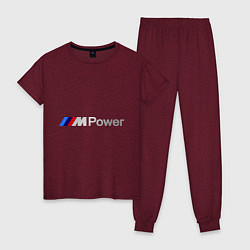 Пижама хлопковая женская BMW M Power, цвет: меланж-бордовый