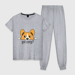 Пижама хлопковая женская Got Corgi, цвет: меланж