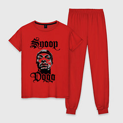 Пижама хлопковая женская Snoop Dogg Face, цвет: красный